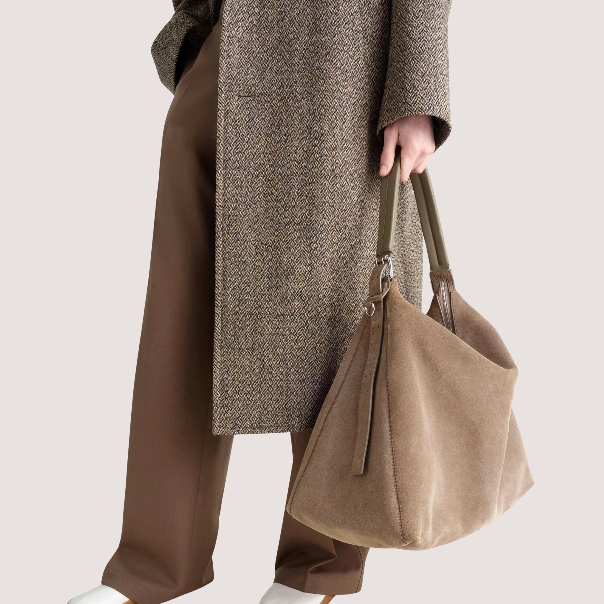 Belted Hobo Bag - Suede