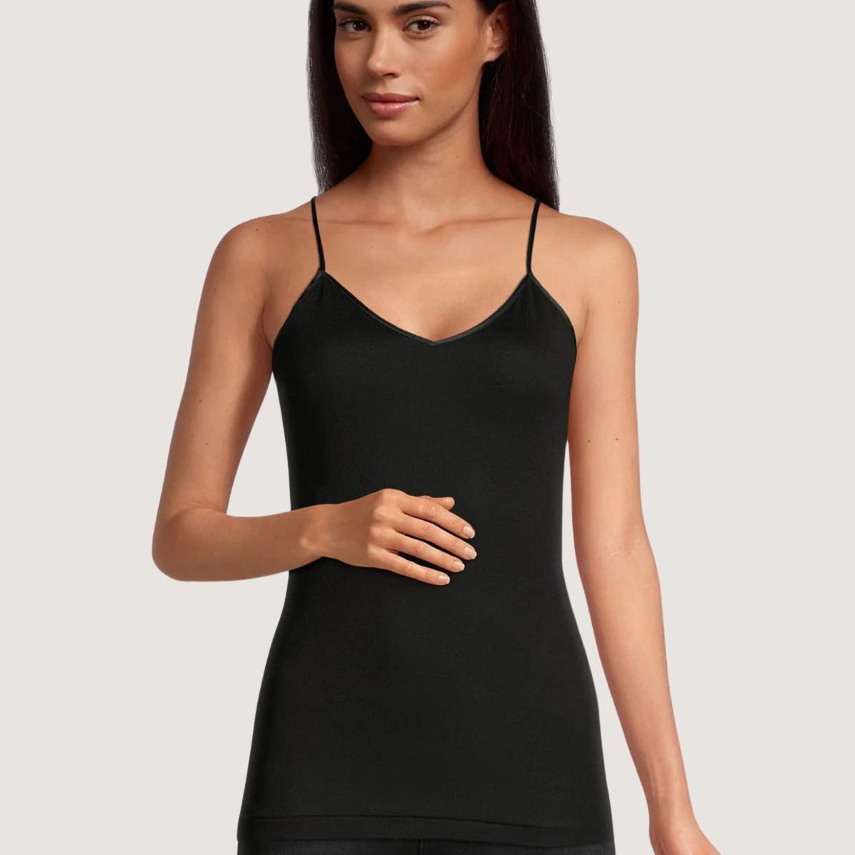 Cotton V-neck Top With Satin Edging