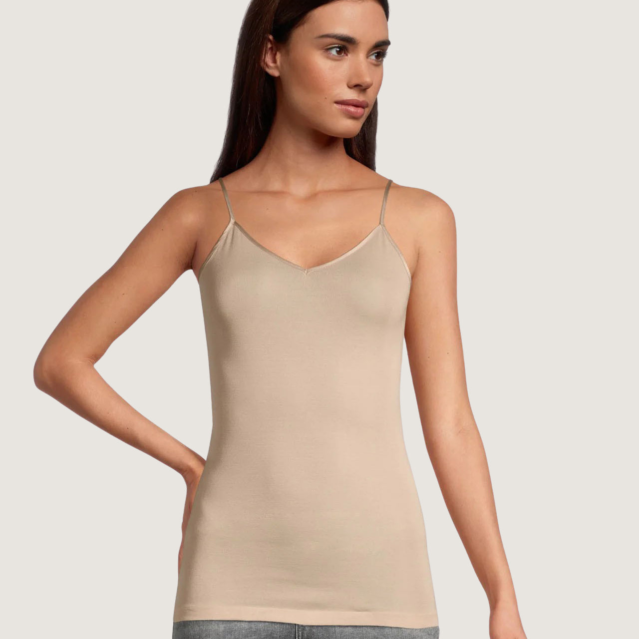 Cotton V-neck Top With Satin Edging