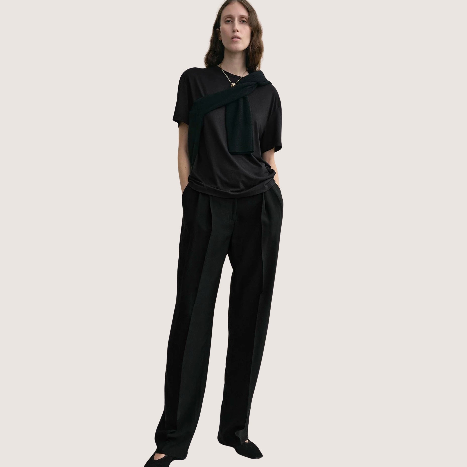 Double Pleat Straight Trouser