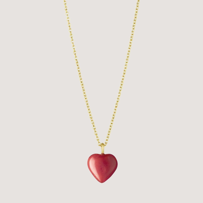 Heart Necklace Coral - Big