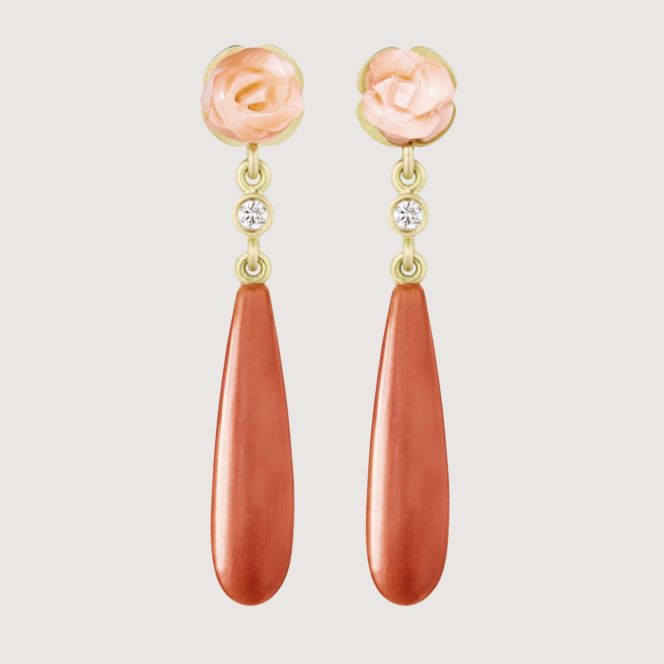 Rose Coral Drops Earrings