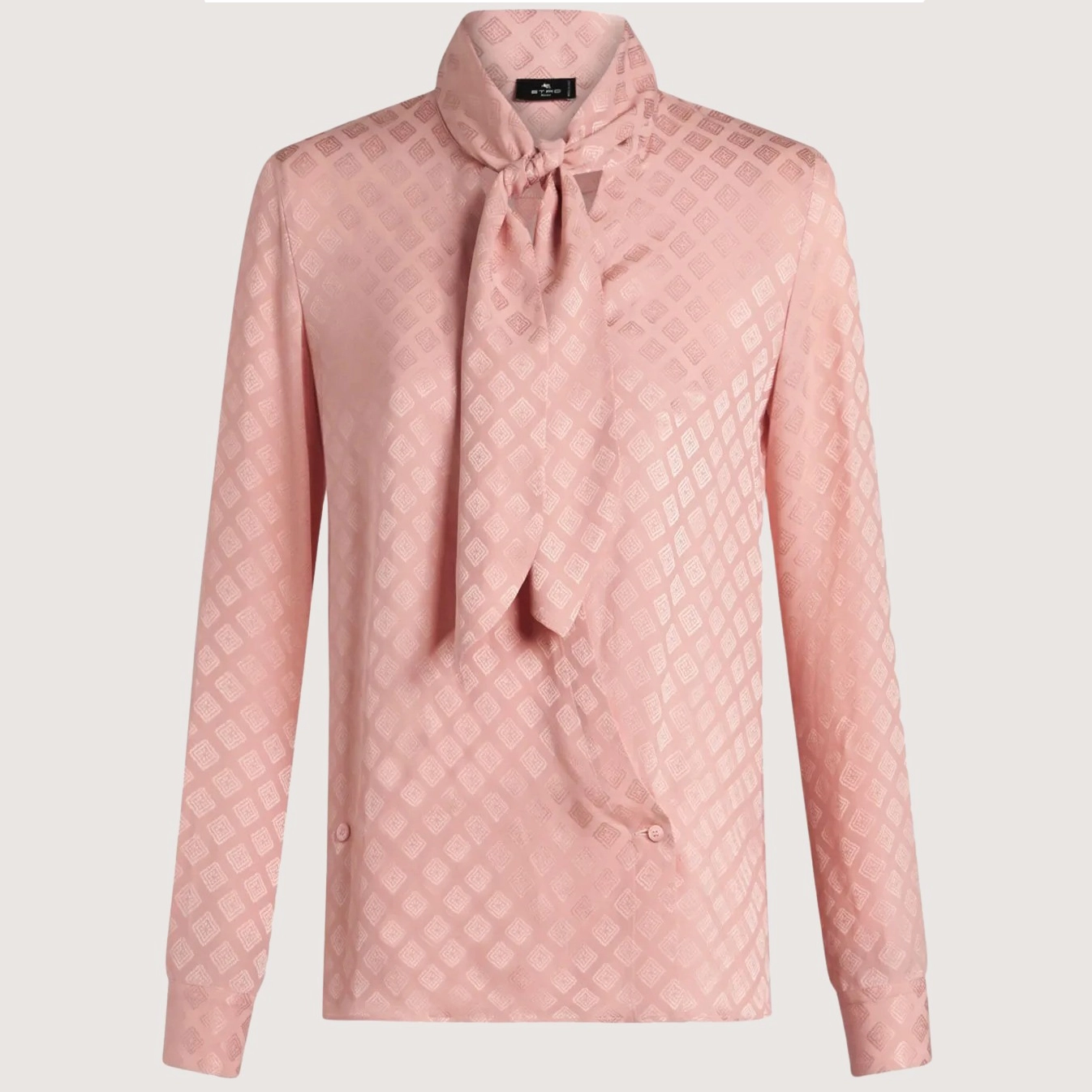 Scarf-Collar Jacquard Shirt