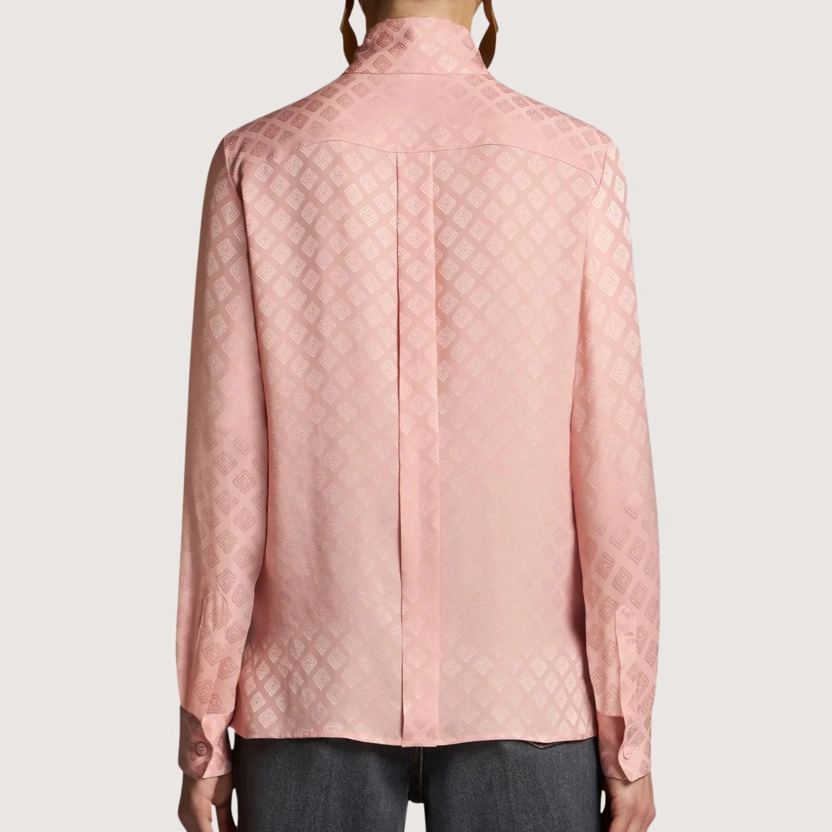 Scarf-Collar Jacquard Shirt
